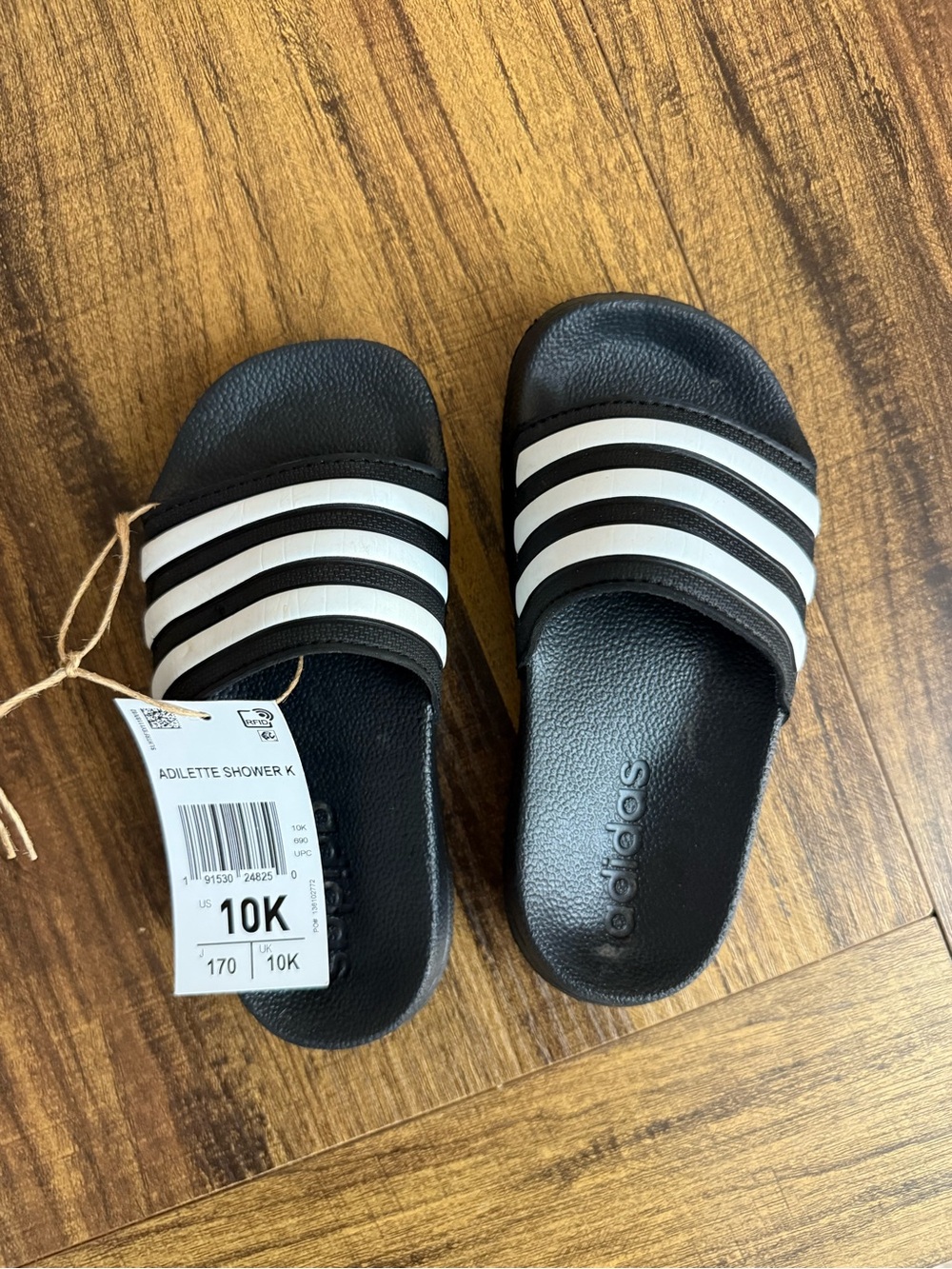 adidas Black and White Kids Slide Sandals